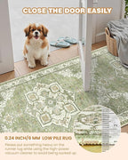 Hallway Runner Rug 2x12 Extra Long Washable Runner, Light Green | Vintage Rug - Image 5
