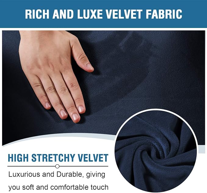 H.VERSAILTEX Velvet Stretch Recliner Couch Covers 6-Pieces Recliner Loveseat - Image 3