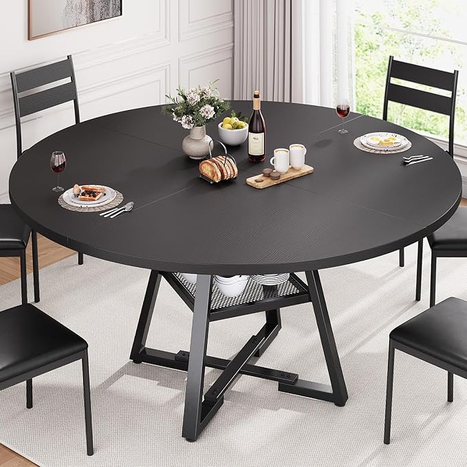 Jocoevol 51'' Round Dining Table, Kitchen Dining Room Circle Dinner Pedestal by JOCOEVOL