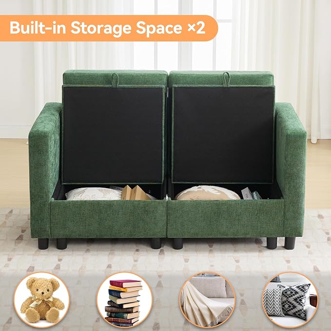 WUTUTUEE 58”Modular Sectional Loveseat Sofa, Modern Love Seat 2 Seater Sofa - Image 5