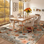 RELEANY Floral Washable 6x9 Area Rugs Brown/Brick | Flower Carpet Print Boho - Image 8