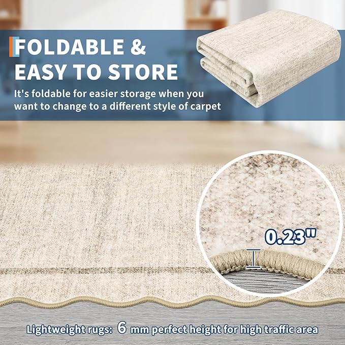 GarveeHome Scalloped Round Rugs 6 ft Washable Area Rug - Image 7