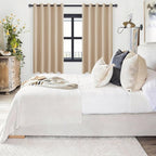 Blackout Curtains for Bedroom, 60 x 63 Inches Length Beige 2 Panels | Thermal - Image 6