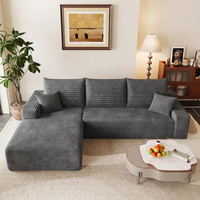 95" Cloud Sectional Couch with L-Shape Chaise, Modular Comfy Sofa Chaise Longue - Image 6