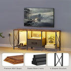 JARHETUN LED TV Stand with Fabric Drawer, Entertainment Center - Image 5