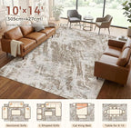 DMOYEST 10x14 Washable Area Rug: Abstract Modern Non-Slip Carpet, Soft Low Pile - Image 2