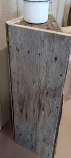 Reclaimed Historic Wood Corner end Table 24 inch Beige - Image 4