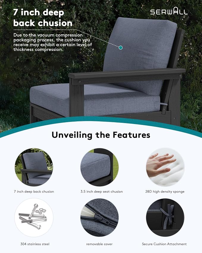 SERWALL HDPE Patio Sofa Set, 4-piece Sectional Outdoor Furniture Set, All - Image 4