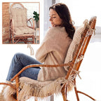 Lewtemi 2 Set Brown Gingham Rocking Chair Cushion Village Ruffled Rocking Chair - Image 7