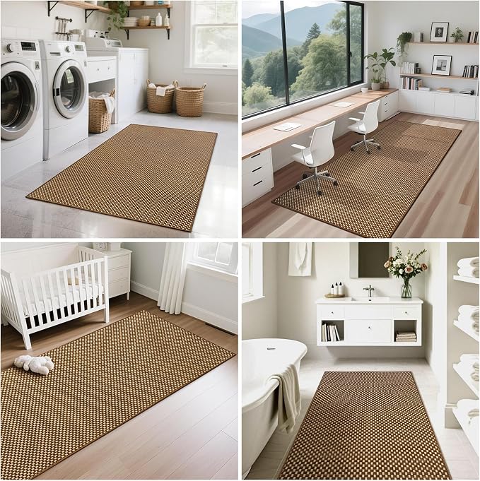 Kitchen Runner Rug Non Slip Hallway Runner Washable Dark Brown 2x6 ft | Boho - Image 8