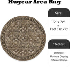 6ft Round Brown Vintage Floral Washable Rug - Image 2