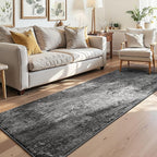 3x7 Black Rug Runners for Hallways Kitchen Runner Rug Non Slip Washable Black - Image 2