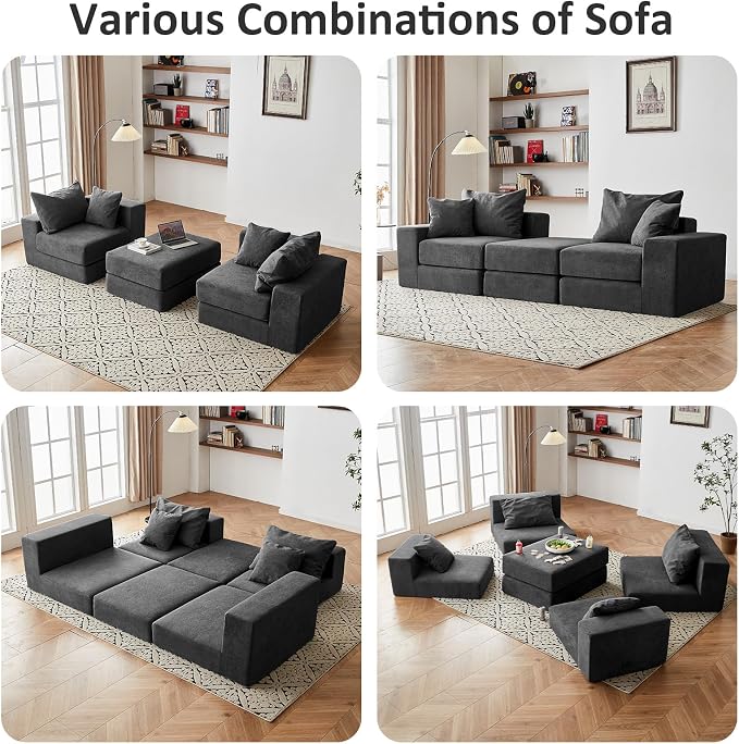 Modular Sectional Loveaeat Cloud Sofa, Boneless Couch - Image 6