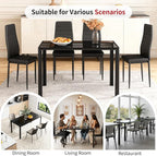 FDW | Dining Table for 4-6 People | Black | 47 Inch Rectangular Glass Kitchen - Image 5