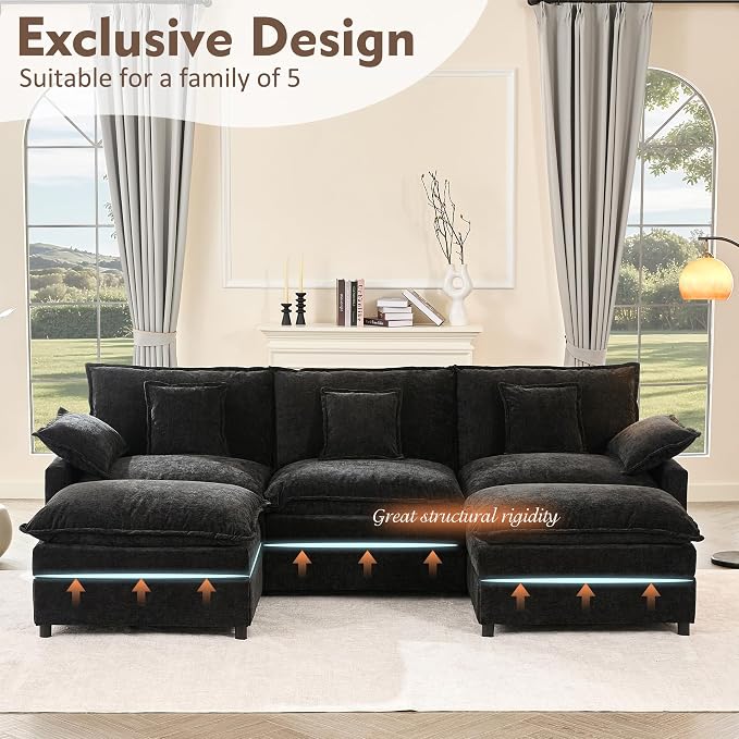 GOSUHI 108" U Shaped Couch, Modular Sectional Sofa, 3-Seater Comfy Cloud Couch - Image 3