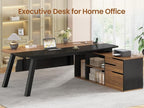SEDETA 71" Executive Desk with File Cabinet, Large Office Desk with Drawers and - Image 4