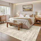 Soalmost 5x7 Area Rugs Beige Low Pile Washable Trendy Faded Style Rug | Vintage - Image 9
