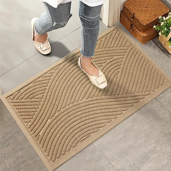 Sturdy Front Door Mat, Absorbent Muddy Dirt Resist Welcome Door Mats Outdoor by HIYARD