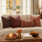 MIULEE Chenille Textured Throw Pillow Covers Terracotta 20x20 Set of 2 | Slubby - Image 3