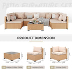 UPHA 7 Pieces Patio Furniture Sets, Wicker Outdoor Sectional Sofa Couch - Image 2