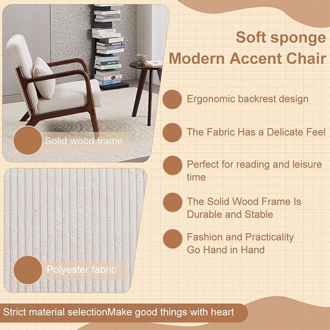 Beige Midcentury Modern Accent Chair - Image 6
