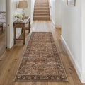 2x6 Brick Red Vintage Floral Washable Runner Rug by HUGEAR