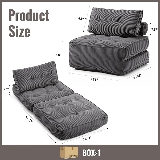Folding Sofa Bed Convertible Sleeper Chair 33" - Image 2
