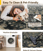 RELEANY Washable Area Rug, Round 8ft, Water Repellent, Pet Friendly, Vintage - Image 5