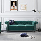 Chesterfield 3 Seater Sofa, Modern Velvet Tufted Couch 3 Seater by RUSTYER