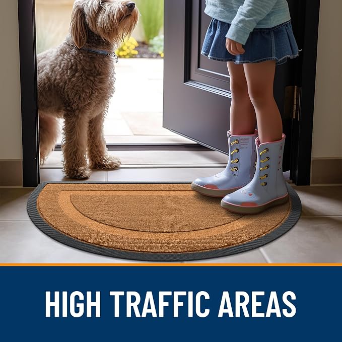 OLANLY Half Circle Front Door Mat Outside 47x23 All-Season Rubber Doormat | - Image 6