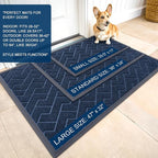 OLANLY Front Door Mat Outside 47x17, All-Season Absorbent Rubber Doormat | Blue - Image 2