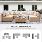 UPHA 7 Pieces Patio Furniture Sets, Wicker Outdoor Sectional Sofa Couch - Image 4