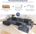 MAXYOYO 132" Giant U-Shaped Modular Sectional Couch, Modern Boneless Couch - Image 8