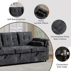 Convertible Sleeper Sofa Bed, 63 Inch Chenille Pull Out Couch - Image 3