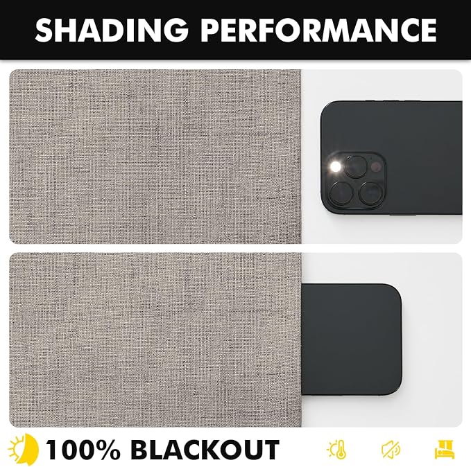 MIULEE 100% Blackout Linen Curtains 42 x 108 Inch Greige 2 Panels | Thermal - Image 7