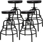 LOKKHAN 4-Pack Industrial Bar Stools, Heavy-Duty Black Metal Frame by LOKKHAN