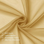 Gold Sheer Curtains 96 Inches Long 2 Panels, Breathable Solid Voile Light - Image 6