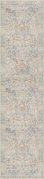 Washable Beige Blue 2x10 Runner Rug - Image 2