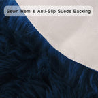 Navy Blue Faux Sheepskin Throw Rug 2x3 ft, Small Fluffy Fur Chair Cover | Shag - Image 3