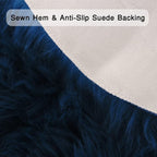 Navy Blue Faux Fur Sheepskin Round Rug 4x4 ft, Fluffy Shag Circle Rug | Shag - Image 3