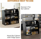 L-Shaped Home Bar Unit with Power Outlet, 4-Tier Corner Liquor Bar Cabinet with - Image 6