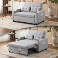 VINGLI Convertible Loveseat Sleeper Sofa, Light Grey Faux Leather Futon Sofa by VINGLI