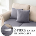 LA MEACK Couch Cushion Covers for Sectional Sofa L Shape Washable Separate Seat - Image 3