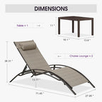PURPLE LEAF Outdoor Oversized Chaise Lounge Chair Set of 3 Patio Pool Lounger - Image 2