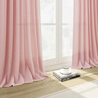 Pink Linen Curtains 102 Inches Long Rod Pocket Back Tab Drapes 2 Panels Set - Image 6