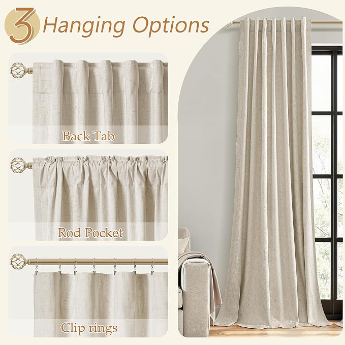 Extra Long 100% Blackout Linen Curtains - Image 6