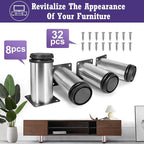4 Inch Metal Furniture Legs Stainless Steel Adjustable Legs Silver Table Legs - Image 2