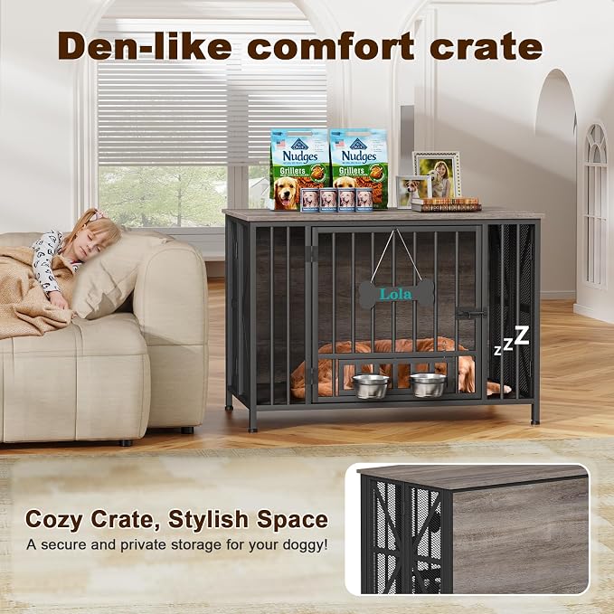 EasyCom Foldable Dog Crate Furniture, 41.3" Dog Crates - Image 4