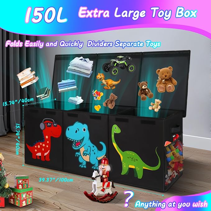 Mabahoo Extra Large Toy Box, Collapsible Toy Storage Organizer - Image 2