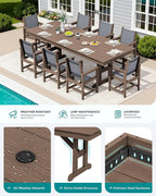 SERWALL 9 Piece Outdoor Dining Set - Image 4